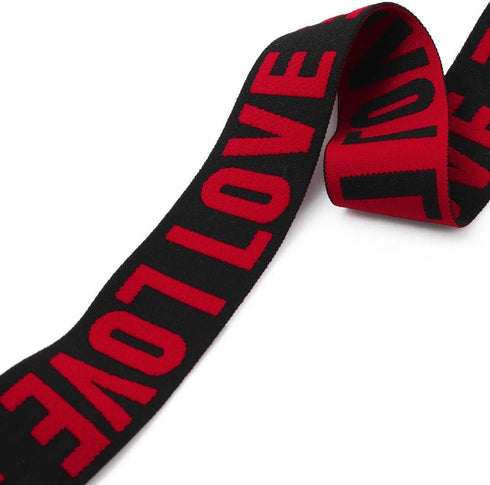 Ribbon 4-yards 1-1/2" (39mm) Love Elastic Stretch Ribbon Trim for Stretch Elastic Band, Headband, Hand Band and Waist Belt , TR-11609 (Red/Black)...