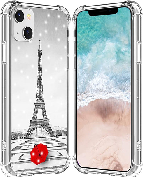 case for 14/13 Paris Eiffel Tower Designer Rubber Protective Skin Cover Shockproof Compatible with iPhone 13/14 Get Lost in Paris Creative Romanti...