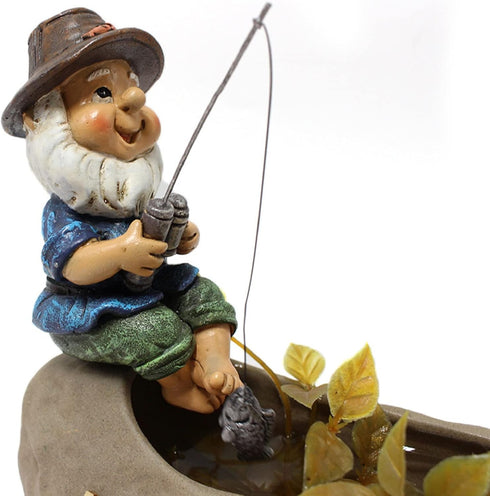 Fairy Garden Fishing Gnome Statues Miniature Dwarf Elf Figurines Outdoor Landscape Ornaments for Yard Lawn Pond Pool Riverside Decoration...