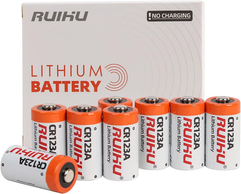 CR123A Lithium Battery, 10 Pack 3V 1500mAh Lithium Manganese Dioxide(Li-MnO2) Battery for Flashlight Alarm Smart Sensor Microphones, Non-Rechargea...