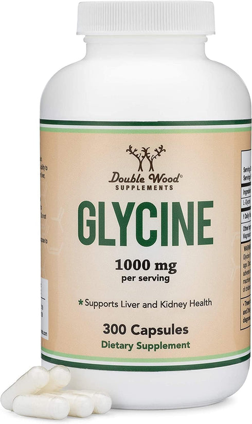 Glycine Supplement - 1,000mg Glycine Powder per Serving (300 Capsules) The Relaxing Amino Acid (Glicina) (Third Party Tested, Gluten Free, Non-GMO...