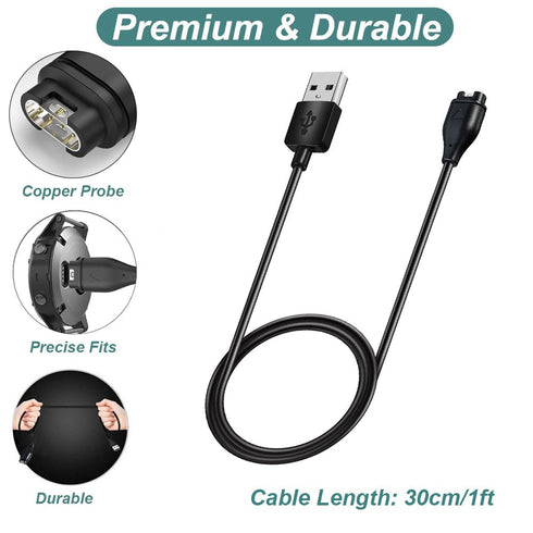Kissmart Charger for Garmin Venu Sq 2/2/2 Plus/2S/3/3S Charging Cable Cord Plus a Green Anti Dust Plug (2Pack, 3.3ft/1m)...