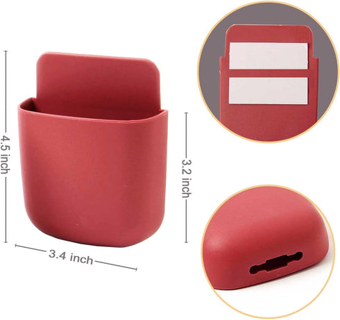 Remote Control Holder Wall Mount Remote Organizer Wall Mount Wall Phone Holder Pen Holder for Wall, Adhesive Organizer Media Storage Box, 4 Pieces...