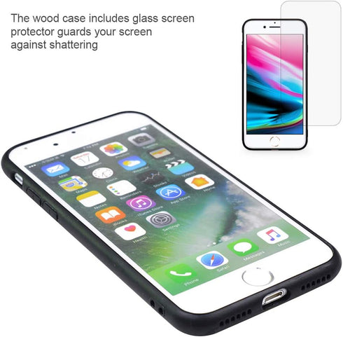 Wood Case for iPhone 7 Plus/8 Plus -Real Natural Wood- Slim Shockproof Hybrid Wooden Cover for iPhone 7P/8P (Walnut)...