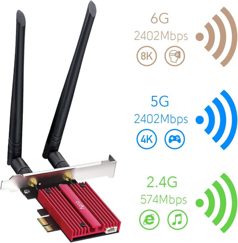 Cudy AX5400 Wireless WiFi 6E PCIe Card for PC, Bluetooth 5.2, AX210 Module Inside, Bluetooth 5.2/5/4.0, 802.11ax/ac/a/b/g/n, Windows 11,10, WE3000...