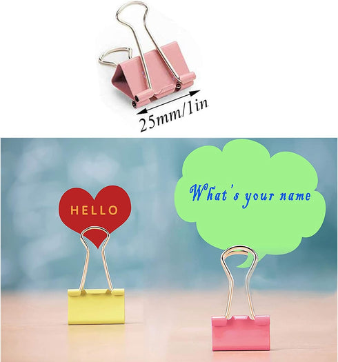 Small Binder Clips 1 inch Length, Colorful, for Office (64 Pcs)...