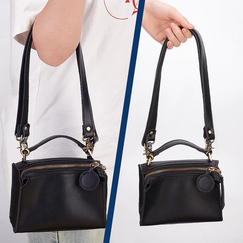 PH PandaHall 2pcs 22 Inch Black Leather Replacement Handles, 20mm Wide Purses Straps Handbags Shoulder Bag Strap with Antique Bronze Swivel Lobste...