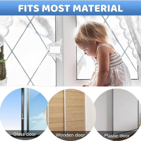 5 PCS Sliding Door Lock Durable Sliding Door Child Lock Child Safety Sliding Glass Door Lock No Drill Toddler Childproof Slider Door Window Stop f...