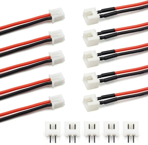 5 Pairs JST-XH 2.54mm 1S 2 Pin Balance Plug Lead Socket Male and Female Connector with 10cm Silicone Wire Cables for Woodland Just Plug Lights 3D ...