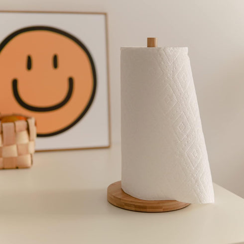 Wood Paper Towel Holder, Paper Towel Holder Bamboo Kitchen Bathroom, Towel Roll Stand Organizer Roll Holder for Countertop Table (A074)...