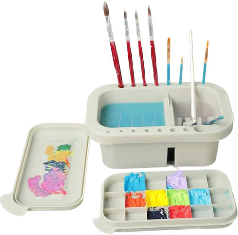 Multi-Function Paint Brush Cleaner Paint Brush Washer Holder and rganizers with Palette for Acrylic, Watercolor, and Water-Based Paints Oil Painti...