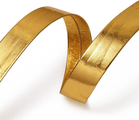 4-Yards 25mm (1") Fold Over polyurethan Faux Leather Trim, TR-12191 (Gold)...