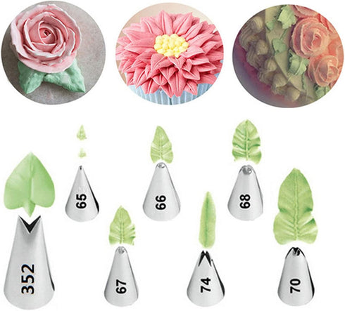 Meao 7 Pieces Piping Tips Set - Stainless Steel Piping Nozzles Kit for Pastry Cupcakes Cakes Cookies Decorating (Silver #6)...