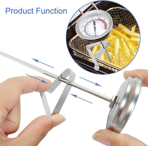 Efeng15“ Long cooking thermometer for oil or candy (2 Pack) with Pot Clip, 2" Dial Instant Read Turkey/Candy/Oil Thermometer for Frying,Cooking of...