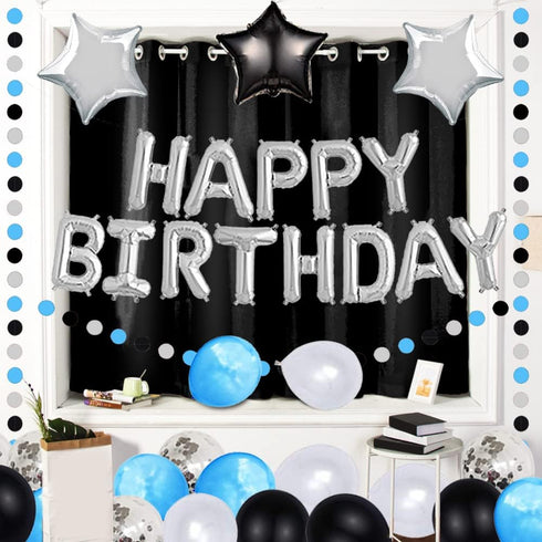 17th birthday Decorations Birthday Party Supplies Set- Foil Happy Birthday Banner Foil Balloons Number 17 and Star Shape Balloons 47 pcs Latex bal...
