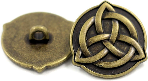 Bezelry 10 Pieces Celtic Trinity Knot Metal Shank Buttons. 22mm (7/8 inch)(Antique Brass)...