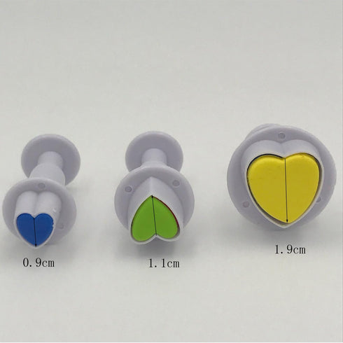 Heart Shaped Plunger Cutter Molds Fondant Sugarcraft Cake Cupcake Toppers Decorating Tool DIY Mold, 3-Pack...