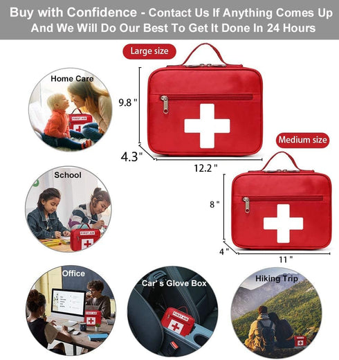 Gatycallaty First Aid Bag Empty Emergency Treatment Medical Bags Multi-Pocket for Home Office Car Traveling Hiking Trip (Medium)...
