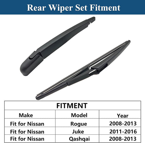 Rear Windshield Wiper Blade Arm Set for Nissan Rogue 2008-2013 / for Nissan Juke 2011-2016 / for Nissan Qashqai 2008-2013, Rear Windshield Wiper K...