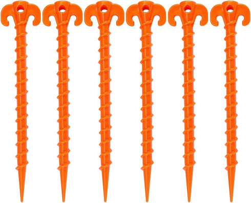 Spiral Plastic Tent Stakes 15 Pack - 10 Inch Heavy Duty Beach Tent Pegs Canopy Stakes - Essential Gear for Camping, Backpacking, Gardening and Mor...