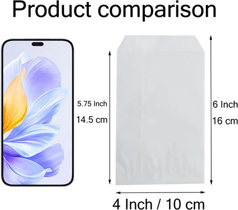 FOCCIUP 4x6 Inch 100 Pcs Small Flat Paper Bag Semi-Transparent Glassine Bags for Party Favor...