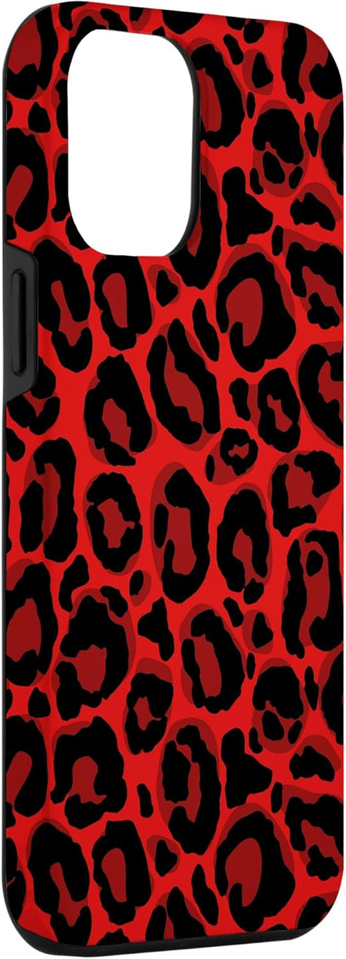 iPhone 12 Pro Max Red Leopard Phone Case Cheetah Skin Pattern Women Case...