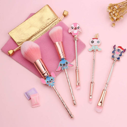 5Pcs Stitch Theme Cosmetic Brushes Set, Interstellar Baby Makeup Brushes, Premium Synthetic Foundation Eyeshades Brush Set Best Gift...