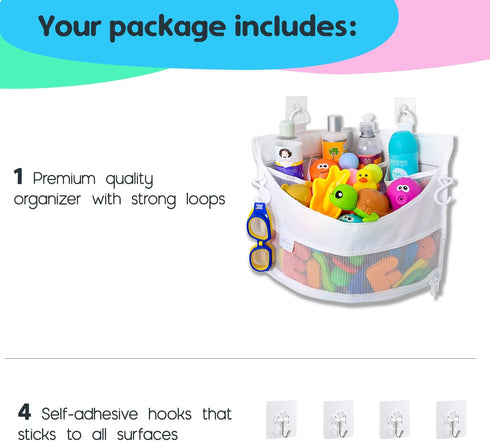 Comfylife Mesh Bath Toy Holder Organizer – The Perfect Corner Bathtub Toy Storage & Bathroom or Shower Caddy – This Multi-use Net Bag Makes Baby B...