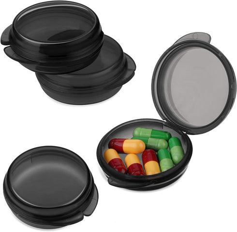 4PCS Portable Medicine Pills Case Small Pill Box Cute Medicine Case Compact Portable Pocket Purse Storage Container Earplug Bag Round Holder Bottl...