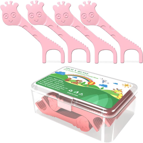 Holy Rose Kids Twin-Line Dental Floss Picks,Floss Sticks Portable Case with Flosser 50 Count Double Cleaning Teeth Effect Suitable for Teenagers,C...