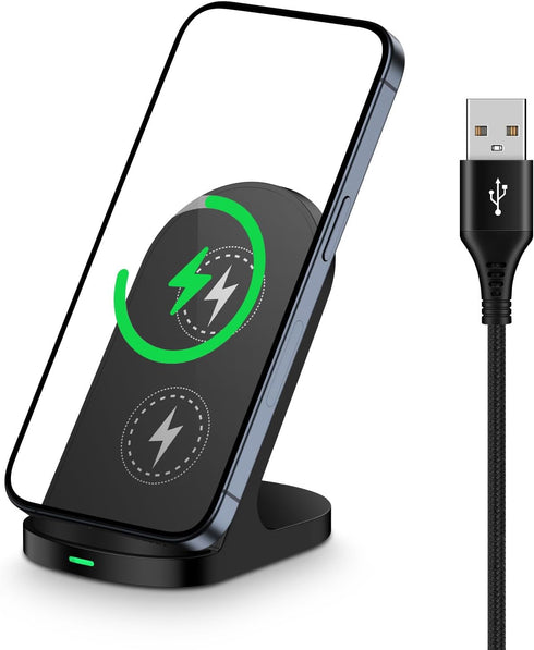 15W Fast Android Phone Wireless Charger for Google Pixel 8a/8 Pro/8/7 Pro/7/6,iPhone 15/14/13/12/XR/SE,LG;Samsung Wireless Charger Station (Stand)...
