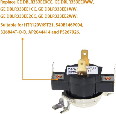 Dryer Cycling 4 Wire Thermostat Compatible with GE WE4M181 AP2044414 PS267926...