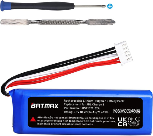 Batmax 3.7V 7200mAh Battery GSP1029102A for JBL Charge 3...