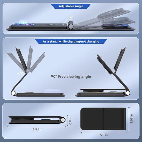 3 in 1 charging station?Magnetic foldable charger,travel charging pad for iPhone 14 13 12 Pro Max & Apple Watch - Charging Stand Dock for AirPods....
