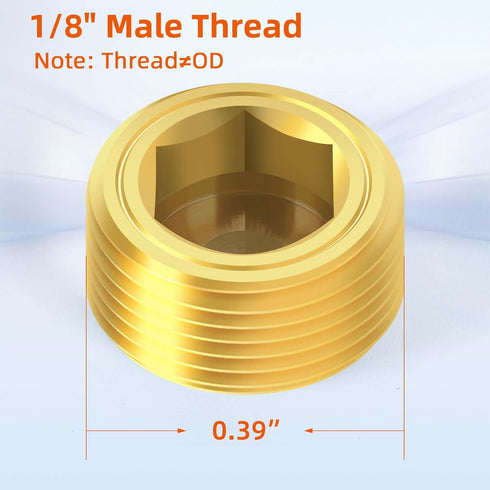 1/8" NPT Plug Brass Pipe Fitting, Counter Sunk Internal Hex Thread Socket Pipe Plugs, 3 PCS...