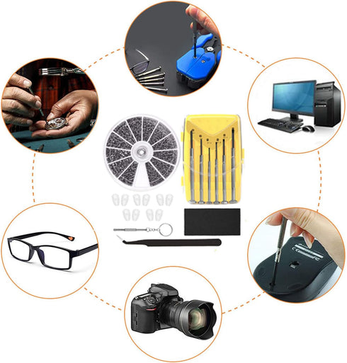 Eyeglasses Repair Kit, Endlanoo Sunglasses Repair Kit with 6 Pcs Precision Magnetic Screwdriver and Eyeglass Screws for Glasses, Sunglass, Watch C...