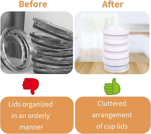 2 Pcs Acrylic Tumbler Lid Organizers,Storage Rack Water Bottle Lid Holder Vertical,Storage Up to 24 Cup Lid,Tumbler Lid Storage Rack for Kitchen C...