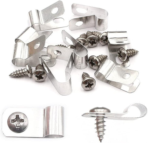 80 Pcs Fence Wire Clamps with Screw Agricultural Fencing Mounting Clips, Stainless Steel Wire Clips Cord Clamp for Mount 12-16 Gauge Welded Wire t...