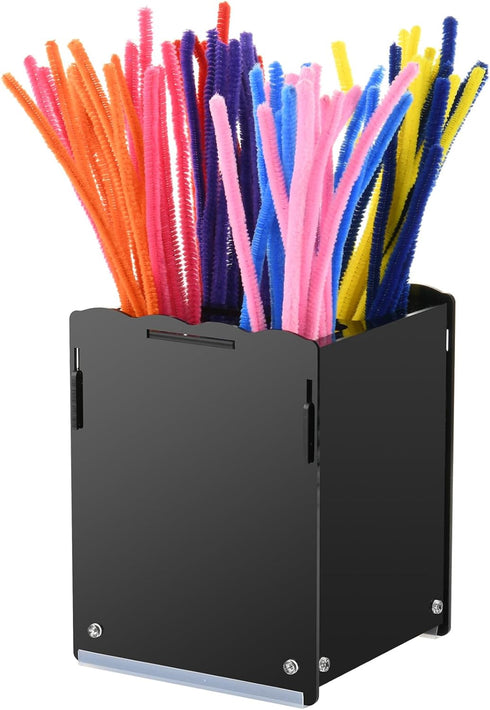 Acrylic Pipe Cleaners Storage & Organizer, Pipe Cleaners Holder with Separation, Fit for Pipe Cleaners Art and Craft Supplies, with Installation T...