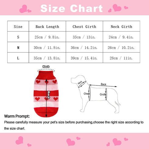 Dog Heart Knitted Sweater Warm Pet Dog Clothes Winter Dog Outfits for Small Puppy Cat Pets (Red, M)...