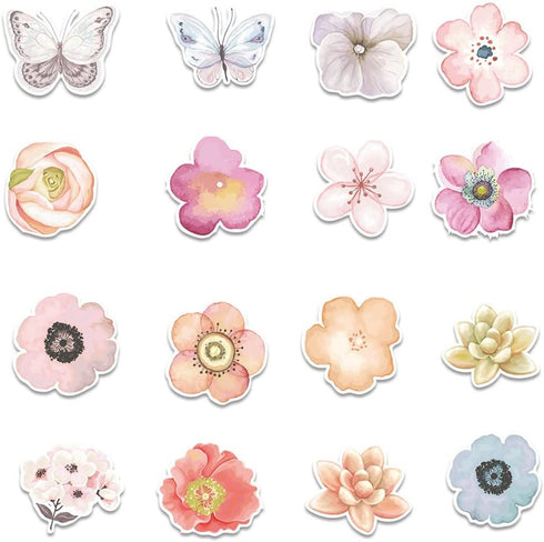 Water Bottle Stickers, Cute Flower Stickers for Laptop Tablet Phone Skateboard Travel Case, Waterproof Stickers for Adults Teens Kids (Flower Stic...