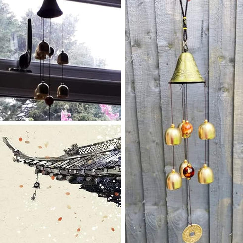 1Pcs 6 Copper Bells Outdoor Metal Wind Chimes Yard Garden Hanging Ornament Decor 50cm...
