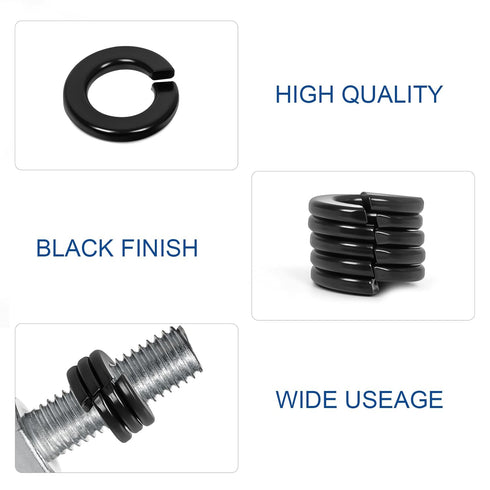 M4 Split Lock Washer, 304 Stainless Steel 18-8 Spring Lock Washers for Bolts and Nuts, Black Finish, 100 PCS...