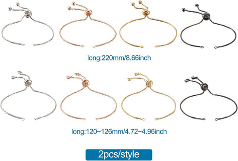 FASHEWELRY 16Pcs Adjustable Slider Bracelet with Ball Ends Slider Extender Chains with Rhinestone Ends for DIY Bracelet Jewelry Making...