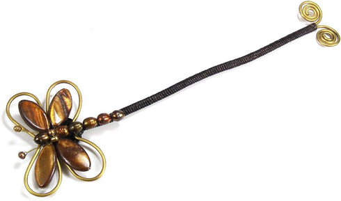 AeraVida Chic Organic Brown Cultured Freshwater Pearl-Mother of Pearl Dragonfly Handmade Brass Cuff...