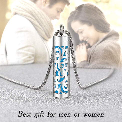 Essential Oil Necklace for Women, 316L Stainless Steel Aromatherapy Pendant Diffuser Necklace, Essential Oil Jewelry Gift for Men Women, Christmas...