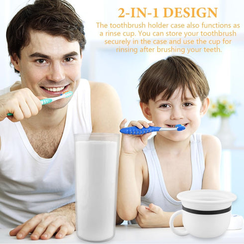 2-in-1 Toothbrush Travel Case,Toothbrush Holder with Cover,Toothbrush Cup,Portable Travel Toothbrush Cover,Durable,Suitable for Business Trip and ...
