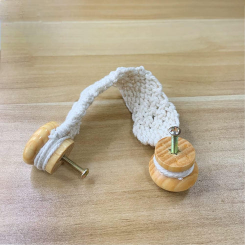 2 Pack Bohemian Style Rope Knobs Door Handle Rope Knot Cabinet Drawer Cupboard Furniture Door Wooden Pulls Handles Drawer Pulls for Kitchen Cabine...
