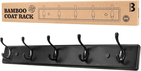 Wooden Coat Rack, Wall-Mounted Organizer for Closet, Entryway, Hallway, Foyer, Bedroom, Heavy Duty Double Hooks for Hanging Towels, Bags, Hats, Ja...