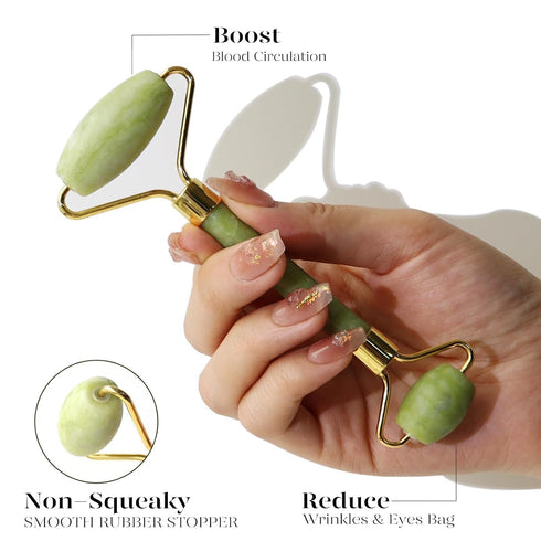 BAIMEI Jade Roller & Gua Sha, Face Roller, Facial Beauty Roller Skin Care Tools, Self Care Gift for Men Women, Massager for Face, Eyes, Neck, Reli...